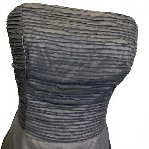 Vintage Jim Hjelm Occasions Women's 10 Grey Strapless Maxi Dress Gown Back Zip - Picture 3 of 15